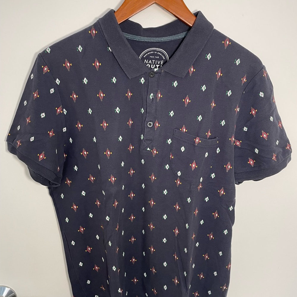 NATIVE YOUTH Navy Polo with Red and White Accents